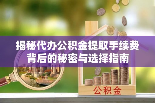 阿城揭秘代办公积金提取手续费背后的秘密与选择指南